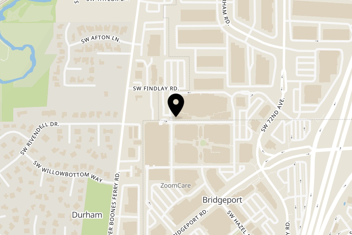 Map showing the location of Sinju Sushi on 7339 SW Bridgeport Rd in Portland